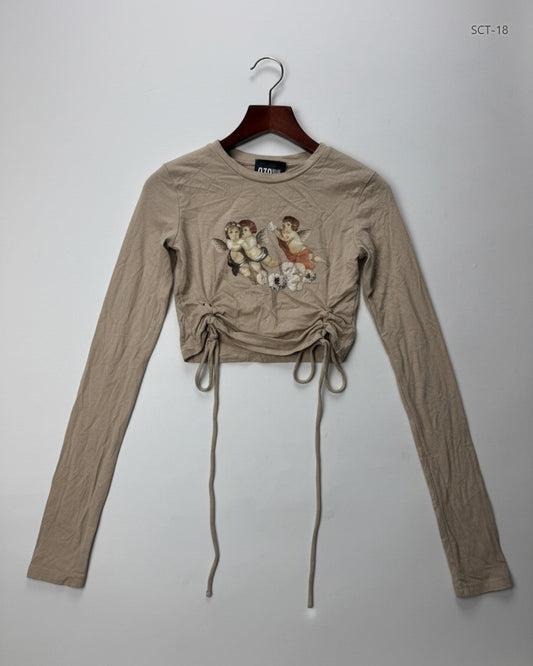 Shop Premium Summer Crop Tops by Bershka | Preloved Branded Clothes | Beige Cotton | Womens | OTS Thrift Store Islamabad Pakistan