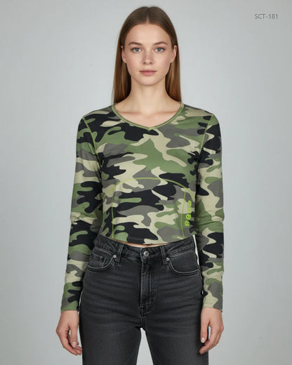 GEORGE Army Green Summer Crop Tops (SCT-181)