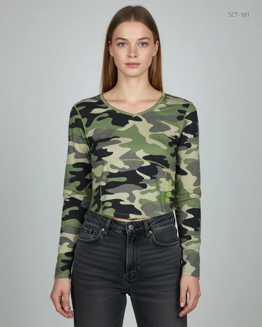 GEORGE Army Green Summer Crop Tops (SCT-181)