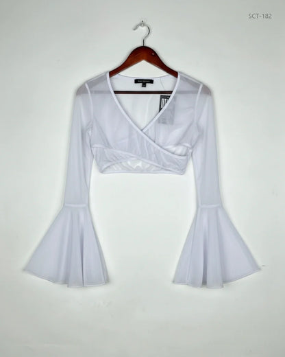 Premium Condition Summer Crop Tops | Preloved Romwe | White Polyester | Thrift Shop for Womens Peshawar Pakistan | OTS