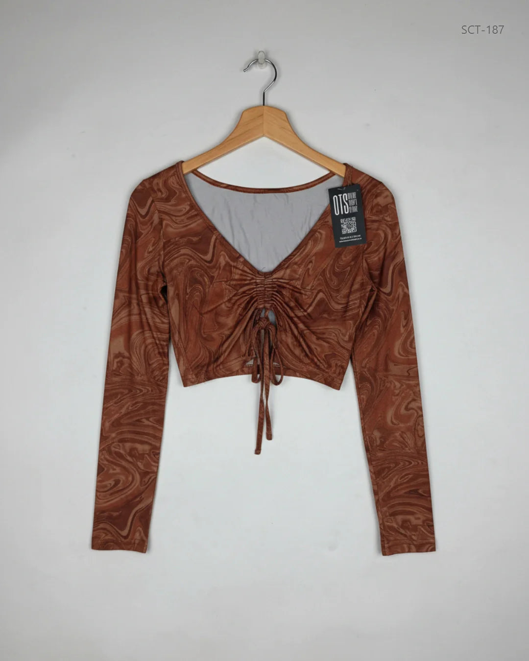 Shop Premium Summer Crop Tops by Shein | Preloved Branded Clothes | Brown Polyester | Womens | OTS Thrift Store Lahore Pakistan