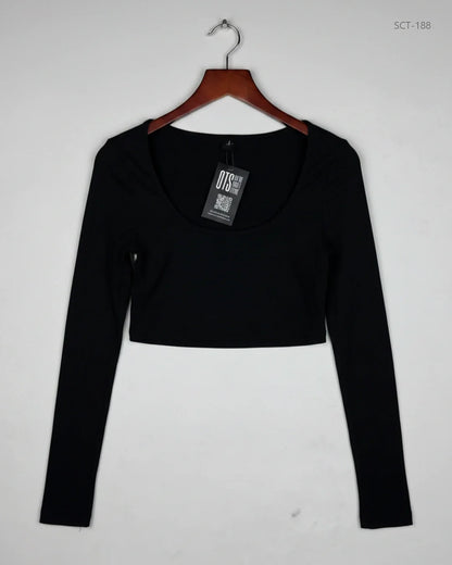 Shop Premium Summer Crop Tops by Shein | Preloved Branded Clothes | Black Polyester | Womens | OTS Thrift Store Lahore Pakistan