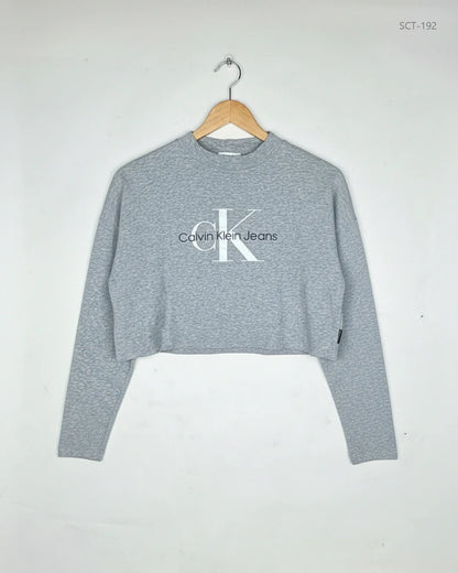Premium Condition Summer Crop Tops | Preloved Calvin Klein | Grey Cotton | Thrift Shop for Womens Peshawar Pakistan | OTS