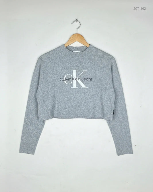 Premium Condition Summer Crop Tops | Preloved Calvin Klein | Grey Cotton | Thrift Shop for Womens Peshawar Pakistan | OTS