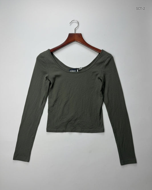 Premium Condition Summer Crop Tops | Preloved H&M | Green Cotton | Thrift Shop for Womens Karachi Pakistan | OTS