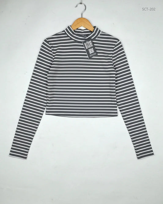 Preloved Premium Summer Crop Tops by Primark, Black & White Cotton for Womens - OTS Thrift Shop Peshawar Pakistan