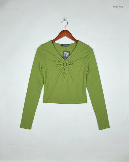 Summer Crop Tops | Primark | Preloved Branded | Olive Cotton | Premium | OTS Thrift Store Peshawar Pakistan