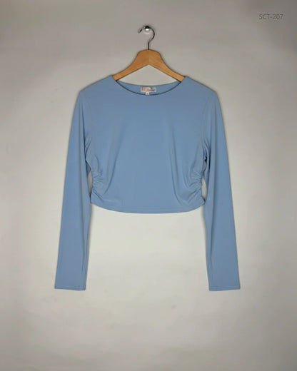 Premium Condition Summer Crop Tops | Preloved Style Plus | SkyBlue Polyester | Thrift Shop for Womens Karachi Pakistan | OTS