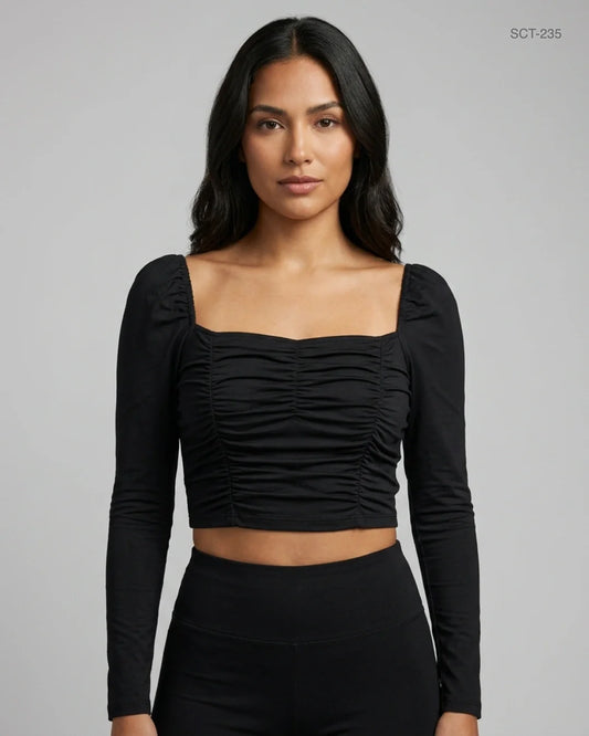 Summer Crop Tops | Effordram | Preloved Branded | Black Polyester | Premium | OTS Thrift Store Islamabad Pakistan