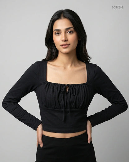 Shop Premium Summer Crop Tops by ASOS | Preloved Branded Clothes | Black Cotton | Womens | OTS Thrift Store Karachi Pakistan