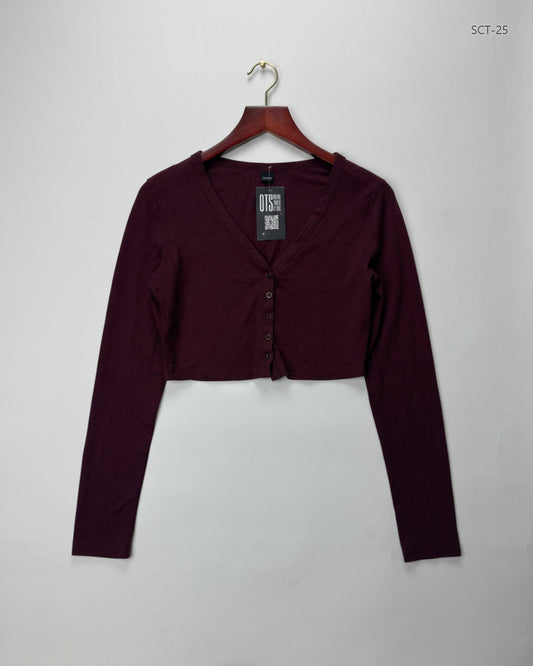 Premium Condition Summer Crop Tops | Preloved Shein | Maroon Cotton | Thrift Shop for Womens Karachi Pakistan | OTS