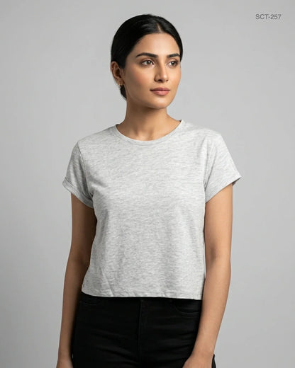 Preloved Premium Summer Crop Tops by H&M, Gray Cotton for Womens - OTS Thrift Shop Islamabad Pakistan