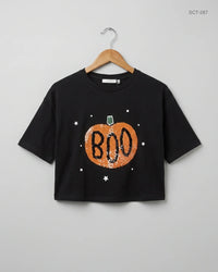 GEORGE (SCT-287) Black Summer Crop Tops