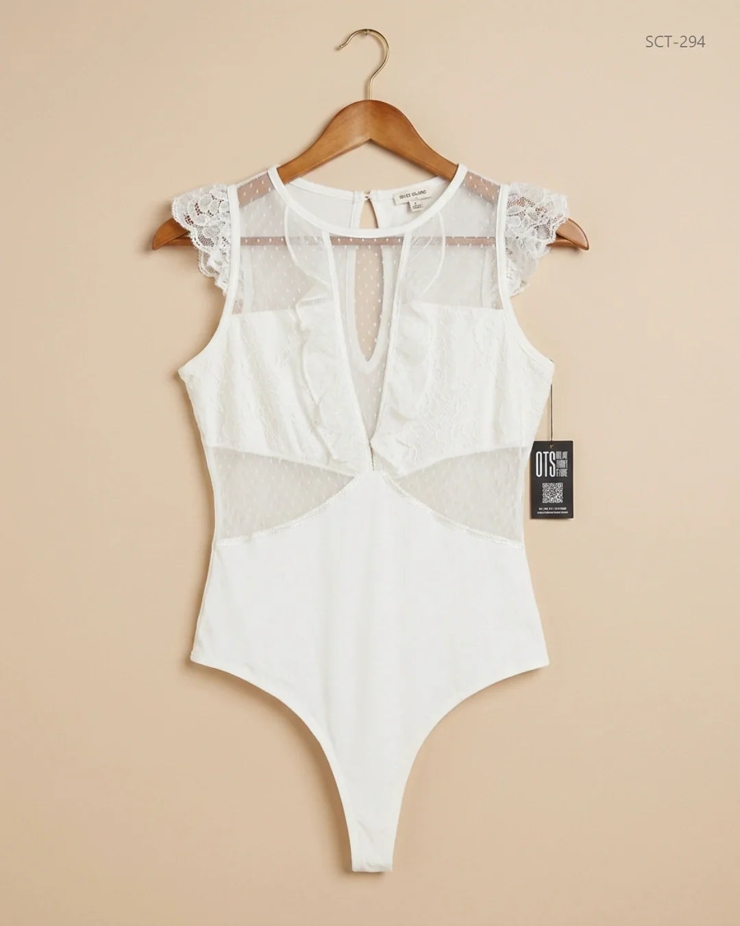 RIVER ISLAND (SCT-294) Off White Summer Crop Tops