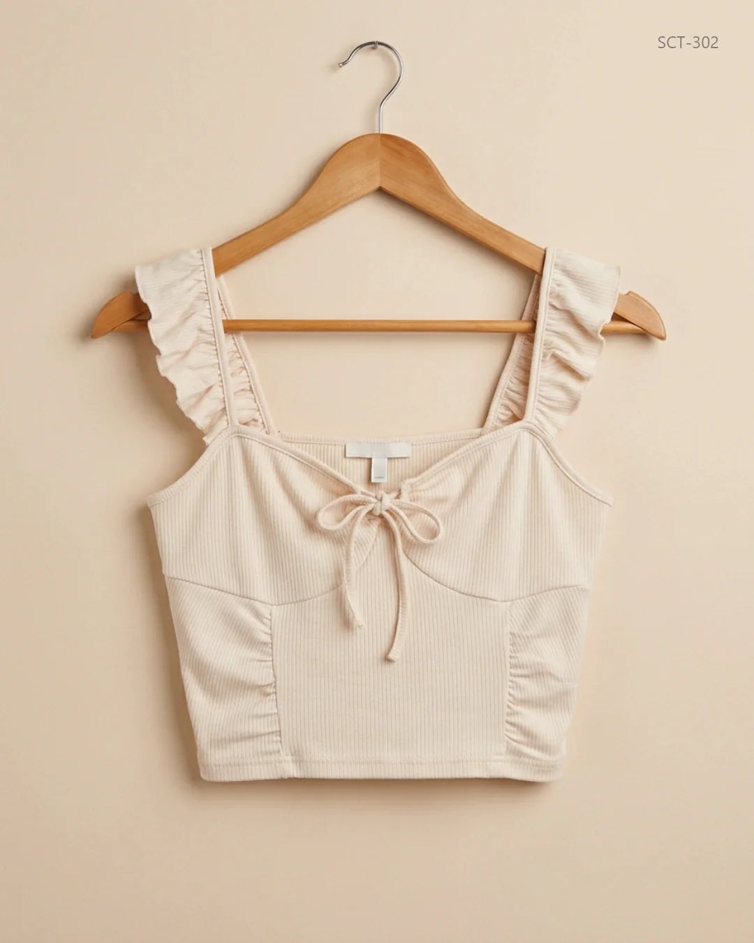 Preloved Premium Summer Crop Tops by cider, Beige Polyester for Womens - OTS Thrift Shop Lahore Pakistan