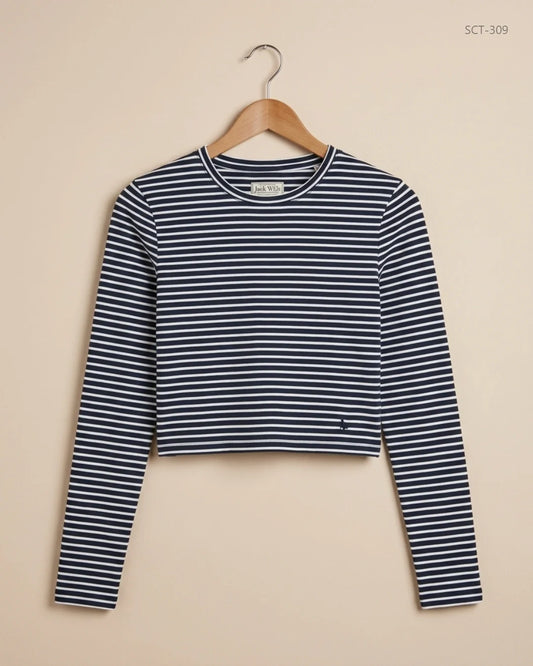 Shop Premium Summer Crop Tops by Jack Wills | Preloved Branded Clothes | Blue & white Cotton | Womens | OTS Thrift Store Lahore Pakistan