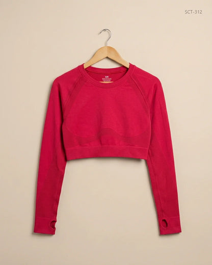 Preloved Premium Summer Crop Tops by CUT LABEL, Red Polyester for Womens - OTS Thrift Shop Peshawar Pakistan