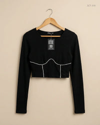 SHEIN (SCT-319) Black Summer Crop Tops