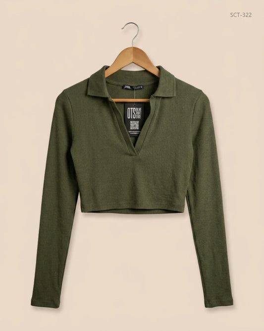 Premium Condition Summer Crop Tops | Preloved Zara | Green Cotton | Thrift Shop for Womens Islamabad Pakistan | OTS