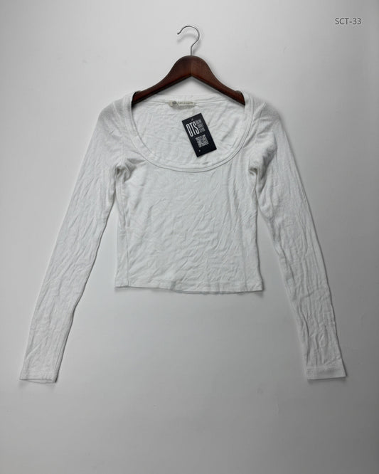 UK Imported secondhand Summer Crop Tops - STR brand, White Cotton, Premium condition, for Womens - Online Thrift Store Peshawar Pakistan