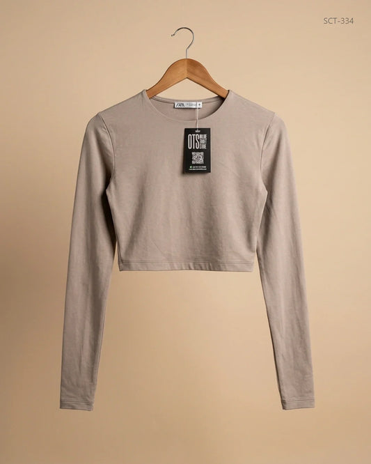 Shop Excellent Summer Crop Tops by Zara | Preloved Branded Clothes | Brown Polyester | Womens | OTS Thrift Store Karachi Pakistan