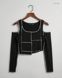SHEIN (SCT-352) Black Summer Crop Tops