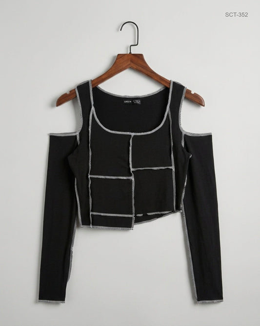 Summer Crop Tops | Shein | Preloved Branded | Black Polyester | Premium | OTS Thrift Store Peshawar Pakistan