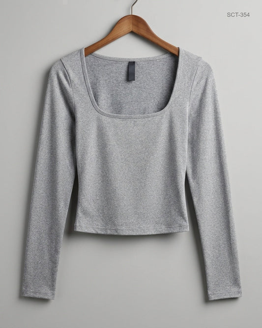 Premium Condition Summer Crop Tops | Preloved Unknown | Grey Polyester | Thrift Shop for Womens Peshawar Pakistan | OTS