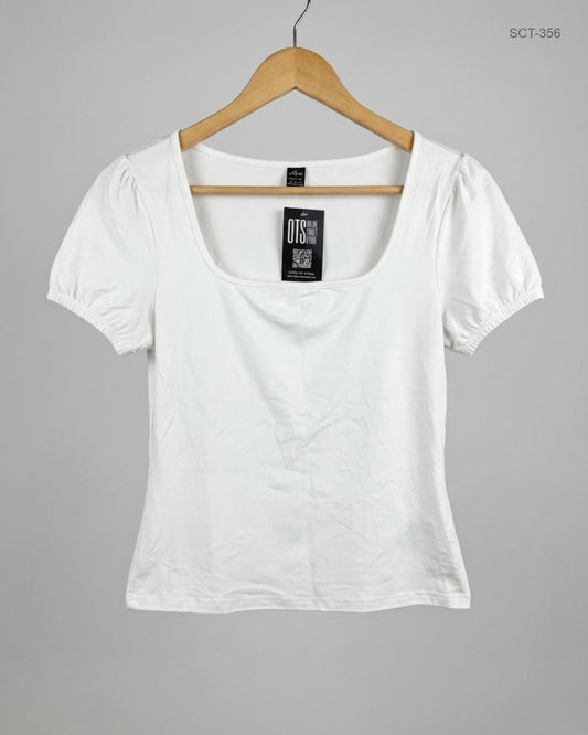 Preloved Premium Summer Crop Tops by Shein, White Polyester for Womens - OTS Thrift Shop Lahore Pakistan