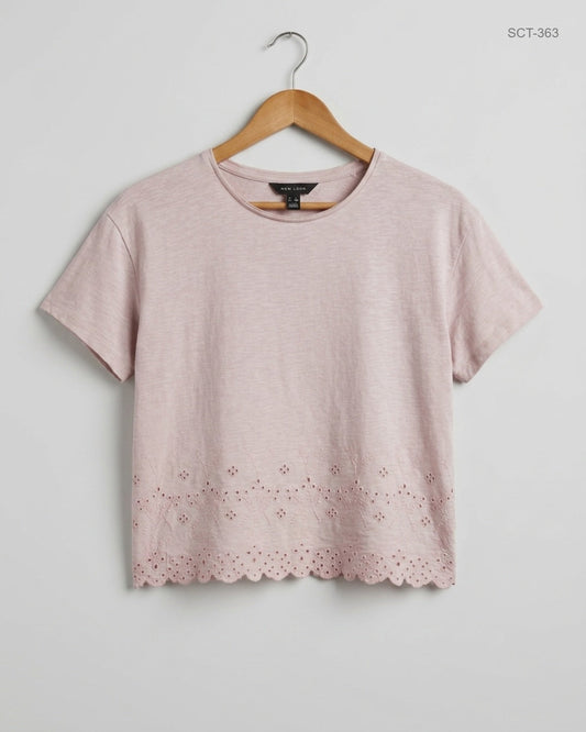 Preloved Excellent Summer Crop Tops by New Look, Teapink Cotton for Womens - OTS Thrift Shop Islamabad Pakistan