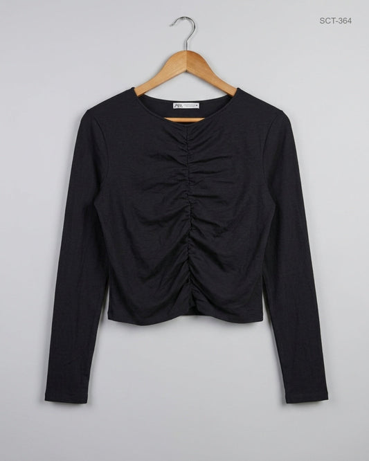 Secondhand Branded Summer Crop Tops by Zara, Black Cotton fabric, Premium condition, for Womens - Online Thrift Shop Karachi Pakistan