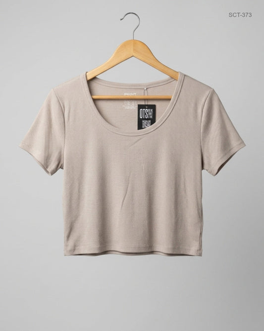Summer Crop Tops | Primark | Preloved Branded | Beige Cotton | Premium | OTS Thrift Store Karachi Pakistan