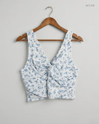 SHEIN (SCT-376) White & Blue Summer Crop Tops