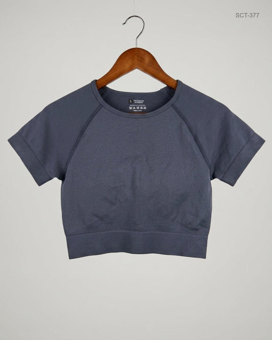 Shop Premium Summer Crop Tops by Unknown | Preloved Branded Clothes | Grey Polyester | Womens | OTS Thrift Store Peshawar Pakistan