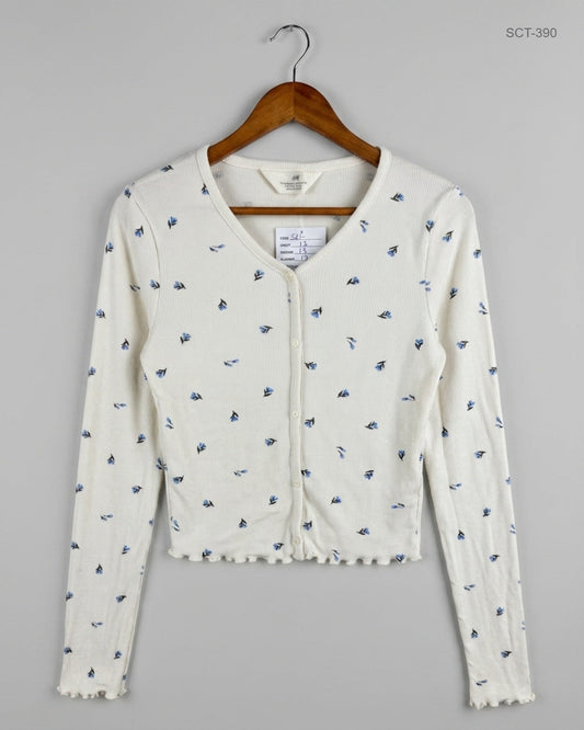 UK Imported secondhand Summer Crop Tops - H&M brand, OffWhite Cotton, Premium condition, for Womens - Online Thrift Store Islamabad Pakistan