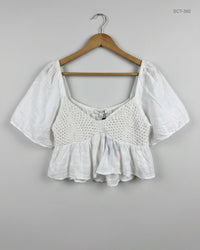 PULL&BEAR (SCT-392) White Summer Crop Tops