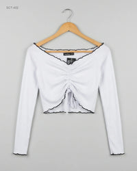 BOOHOO (SCT-402) Off-the-Shoulder Ribbed Crop Top
