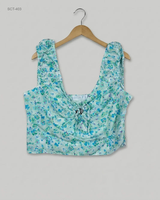UK Imported secondhand Summer Crop Tops - Primark brand, Teal Cotton, Premium condition, for Womens - Online Thrift Store Lahore Pakistan