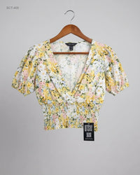 NEW LOOK (SCT-405) Floral Smocked Wrap Top