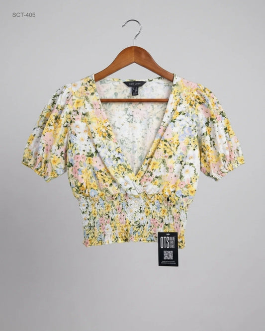 Premium Condition Summer Crop Tops | Preloved New Look | Yellow Cotton | Thrift Shop for Womens Peshawar Pakistan | OTS