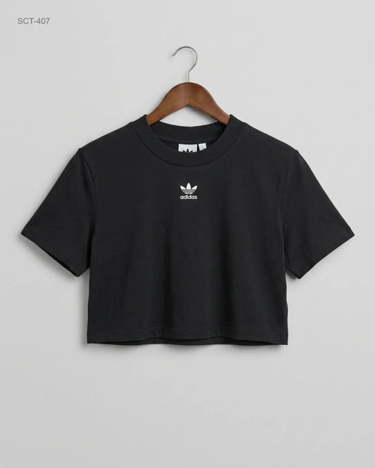 UK Imported secondhand Summer Crop Tops - ADIDAS brand, Black Cotton, Premium condition, for Womens - Online Thrift Store Lahore Pakistan