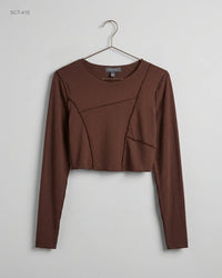 PRIMARK (SCT-410) Exposed Seam Long-Sleeve Crop Top