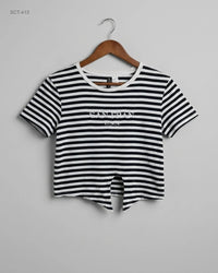 H&M (SCT-413) Tie-Front Striped Crop Top