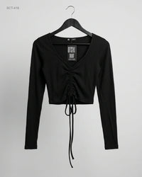 ZARA (SCT-418) Ruched Long-Sleeve Crop Top