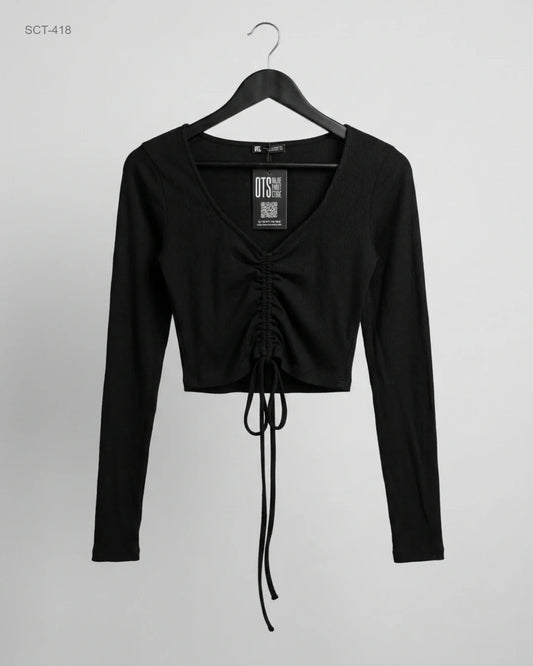 UK Imported secondhand Summer Crop Tops - Zara brand, Black Polyester, Premium condition, for Womens - Online Thrift Store Islamabad Pakistan