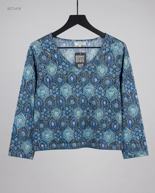 Summer Crop Tops | CERULEAN | Preloved Branded | Blue Polyester | Premium | OTS Thrift Store Peshawar Pakistan