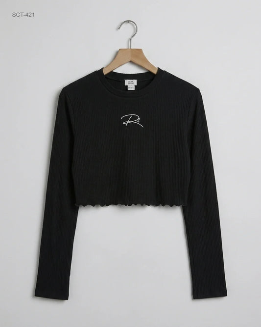 Secondhand Branded Summer Crop Tops by River Island, Black Cotton fabric, Premium condition, for Womens - Online Thrift Shop Karachi Pakistan
