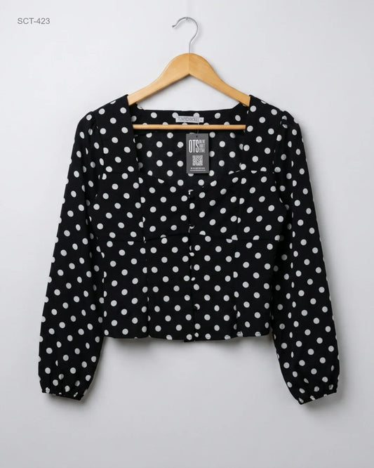 UK Imported secondhand Summer Crop Tops - TOKYO DOLL brand, Black & White Polyester, Premium condition, for Womens - Online Thrift Store Karachi Pakistan