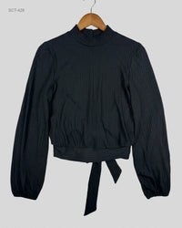 NEW LOOK (SCT-428) Mock Neck Tie-Hem Top