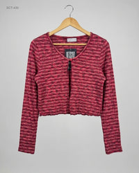 MATALAN (SCT-430) Cropped Ribbed Cardigan Top